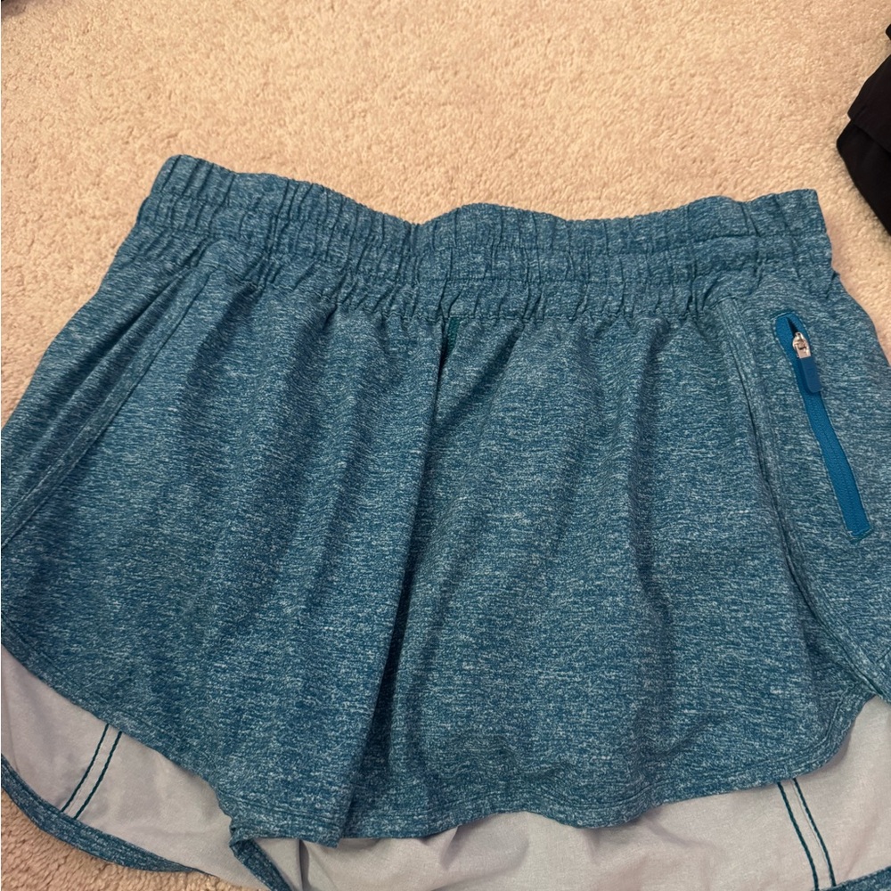 Blue Athletic Shorts with Zipper Pocket